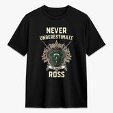 Ross Hunting Modern Tartan Crest 2D T-shirt - Never Underestimate Style
